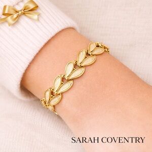 Sarah Coventry Bracelet + GAS Bijoux Enamel Hoop Earrings Set